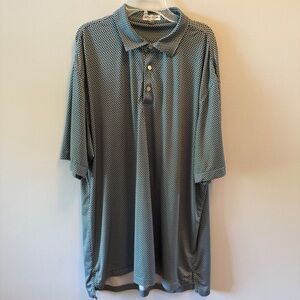 Peter Millar Summer Comfort Pickleball Patterned Polo Shirt in Green and White